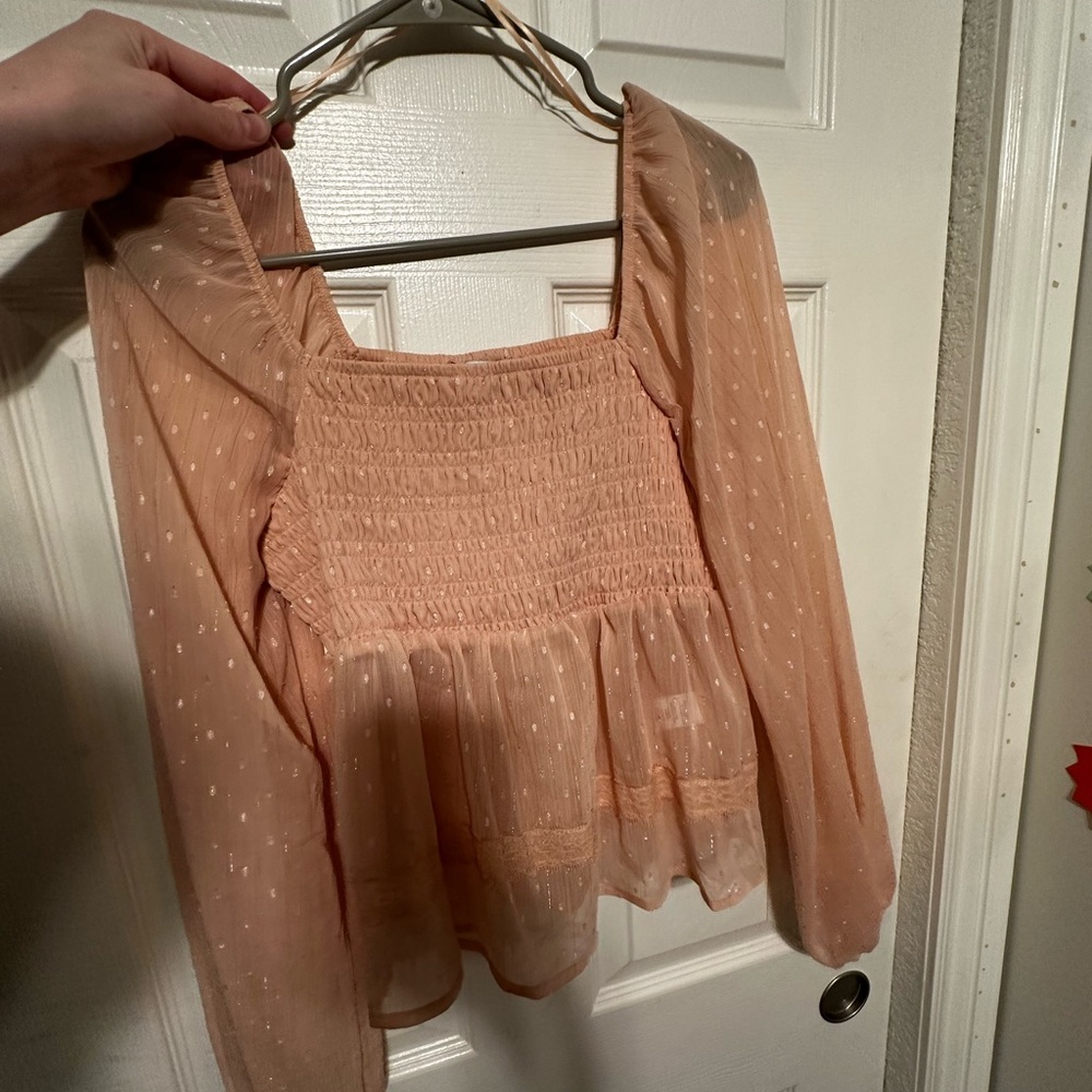 Love Fire Pink Smocked Peplum Blouse